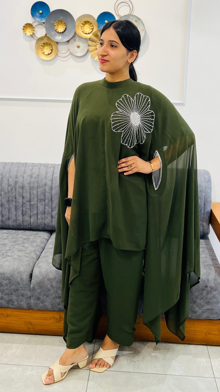 HAND WORKED KAFTAN HOLE TOP AND PANT - AMIS 10044