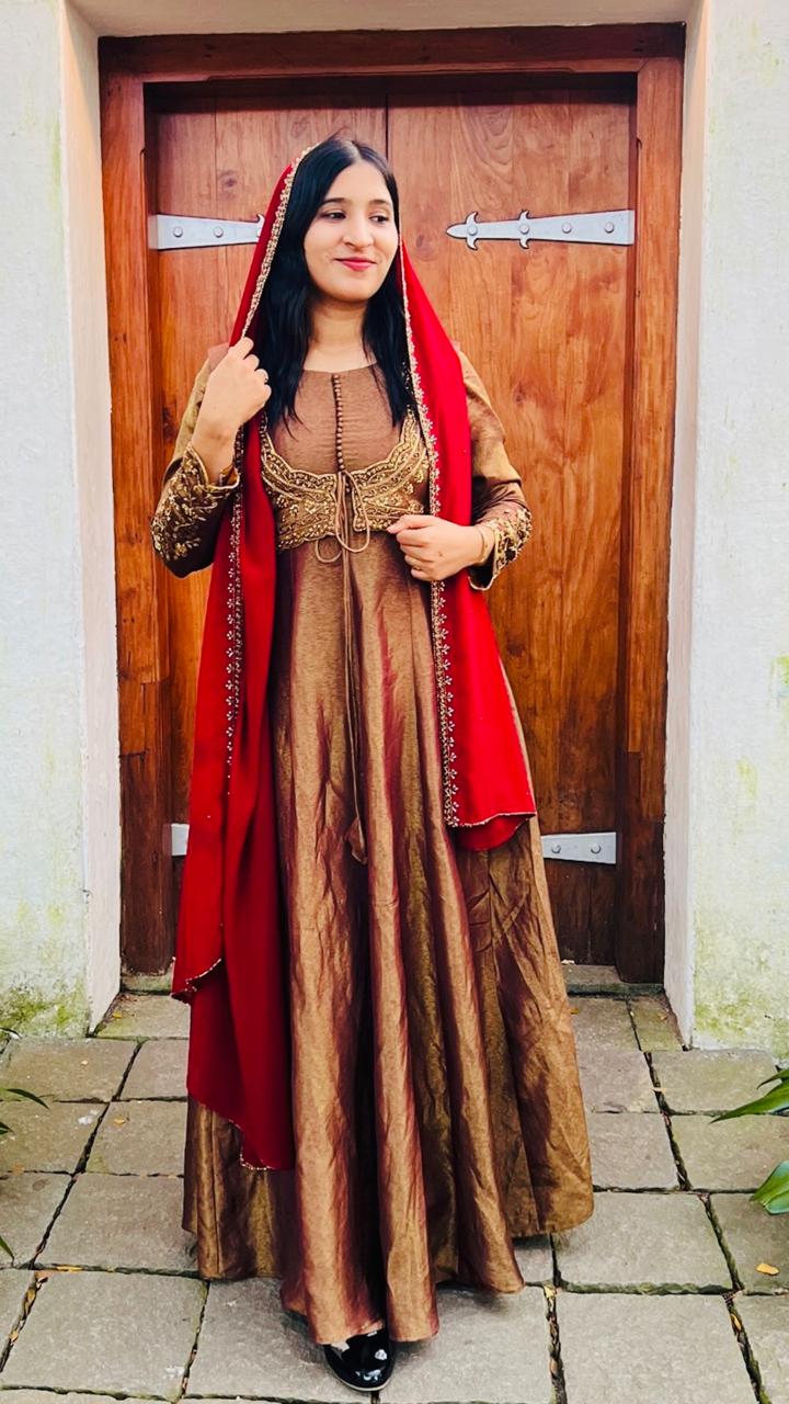 Dress Sales Orange Silky Long Sleeve Panelled Dress HEAVY HAND