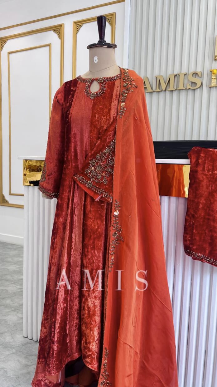 PANEL CUT UP AND DOWN VELVET SALWAR - AMIS 10065