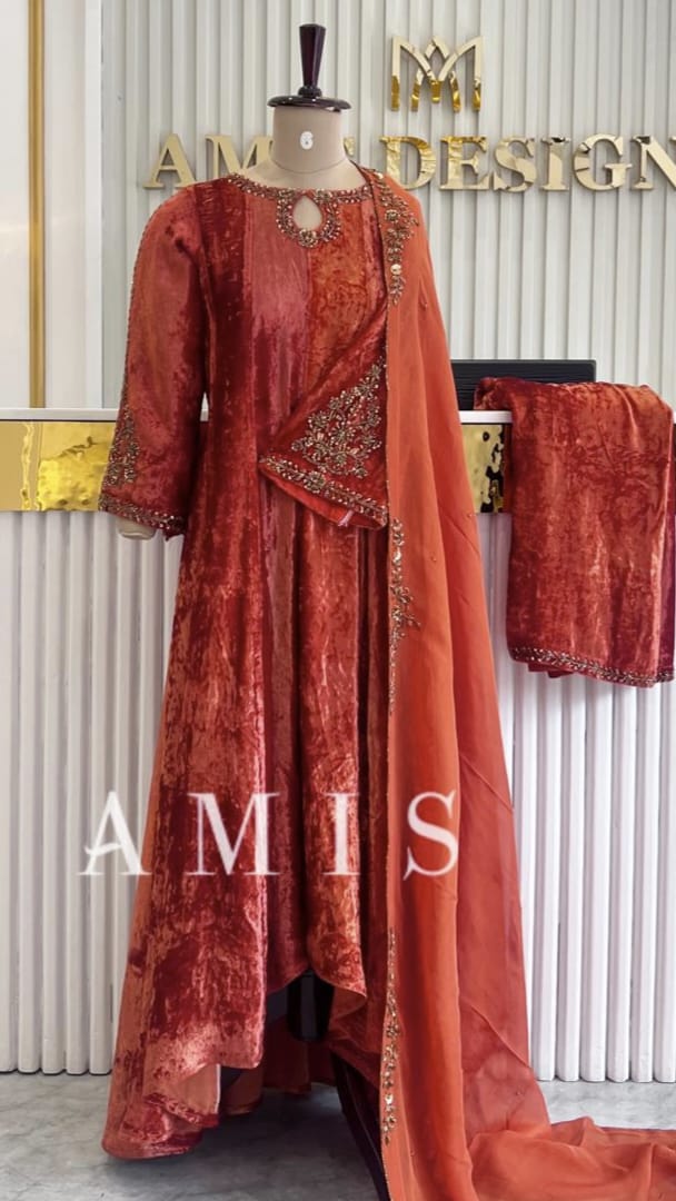 PANEL CUT UP AND DOWN VELVET SALWAR - AMIS 10065
