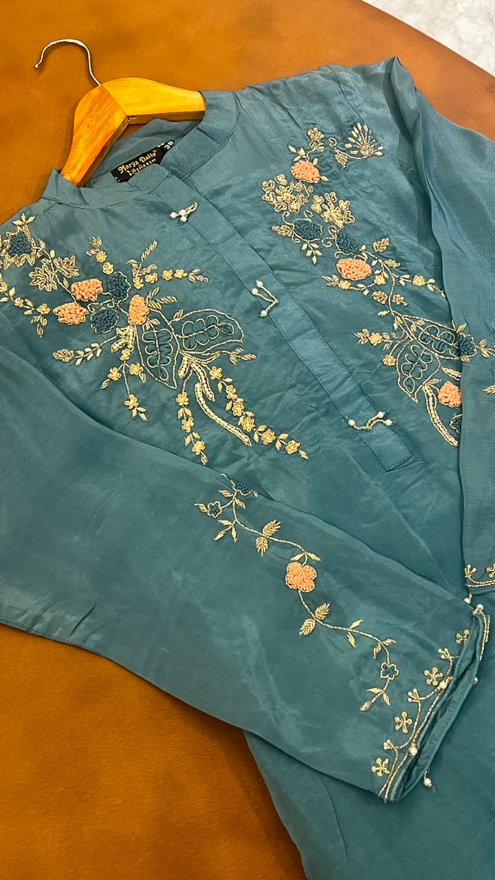 BLUSH FLORAL HANDWORKED SHARARA SET - AMIS 10116