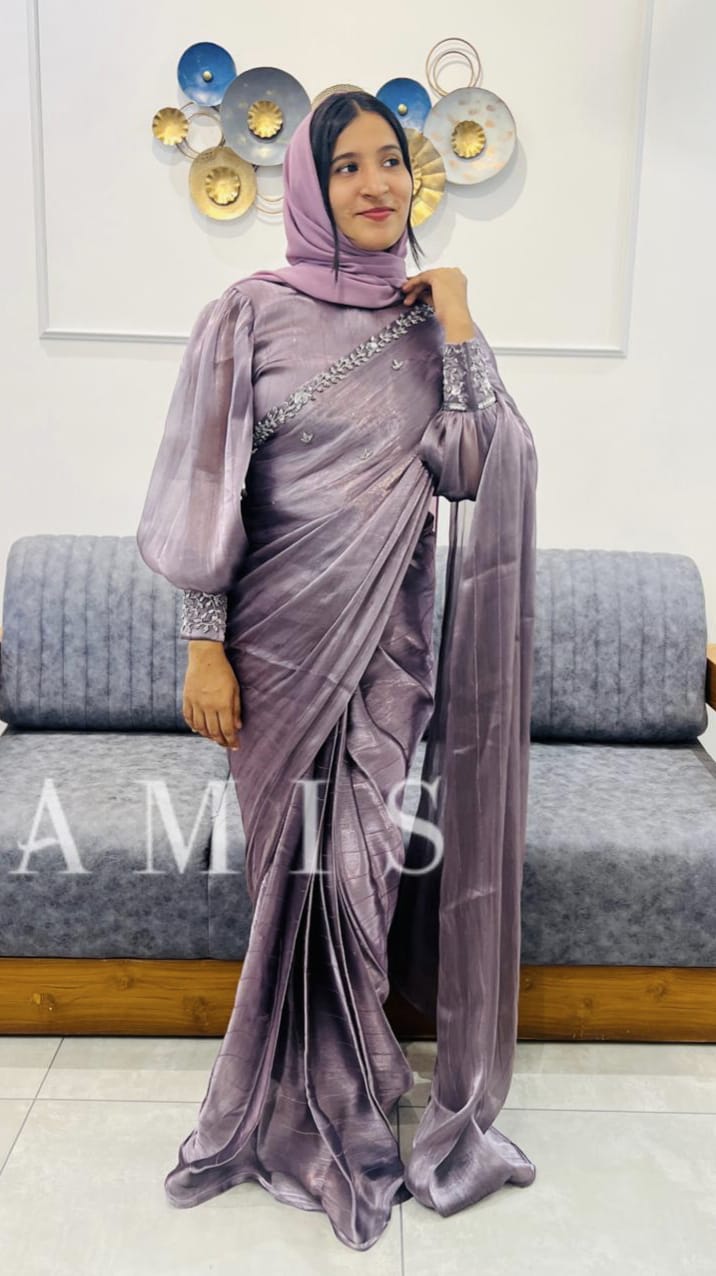 READY TO WEAR SHIMMER ORGANZA SAREE WITH BLOUSE - AMIS 10003