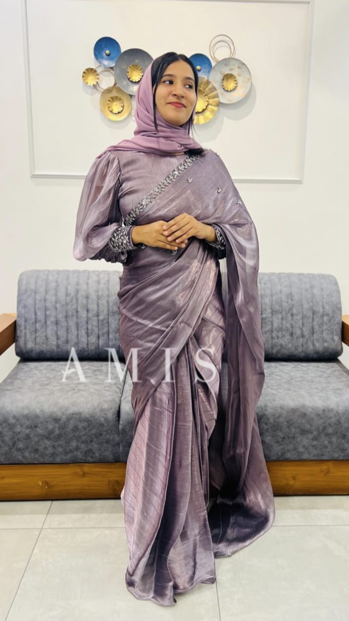 READY TO WEAR SHIMMER ORGANZA SAREE WITH BLOUSE - AMIS 10003