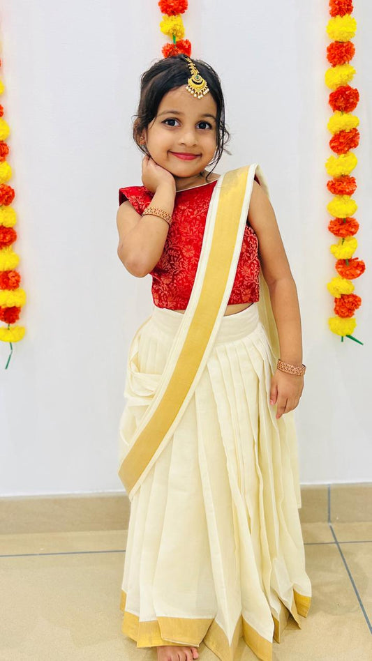 ONAM OUTFIT FOR KIDS HALF SAREE - AMIS 10034