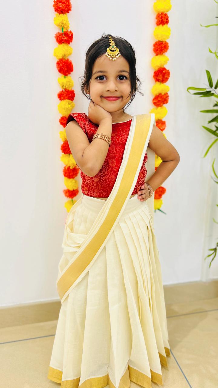 ONAM OUTFIT FOR KIDS HALF SAREE - AMIS 10034