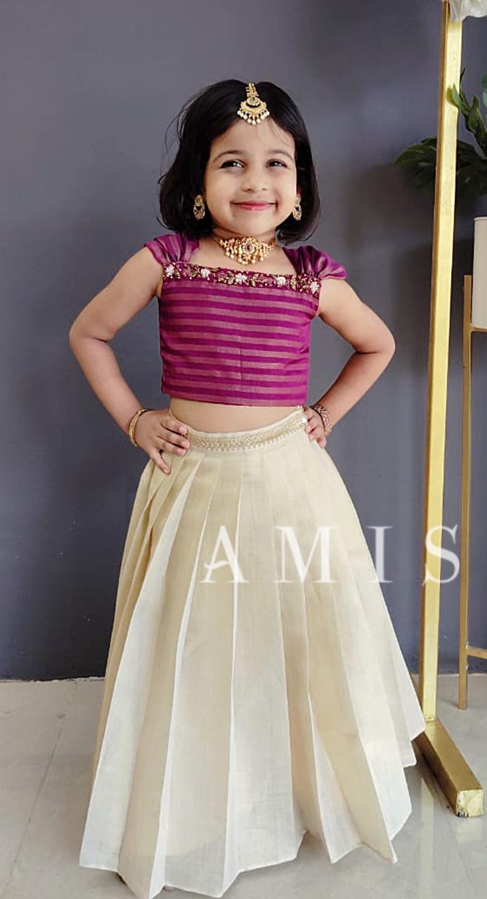 ONAM OUTFIT FOR KIDS SKIRT AND TOP - AMIS 10040