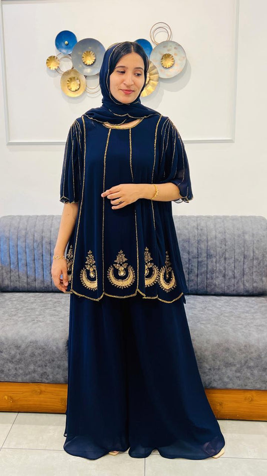 HEAVY HAND WORKED SHARARA WITH SCALLOP WORK - AMIS 10045