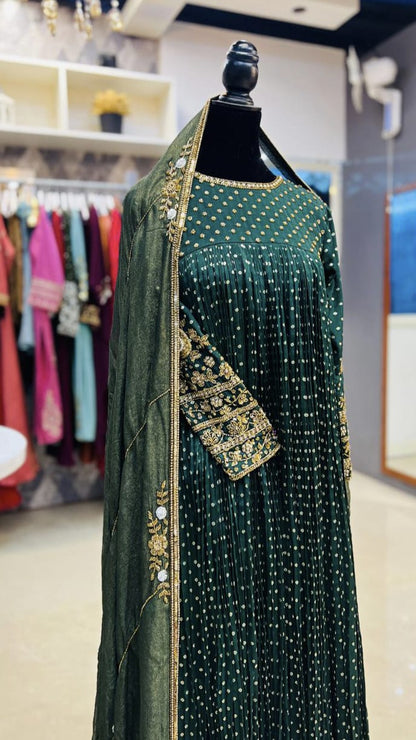 HEAVY HAND WORKED BANARASI SILK SALWAR SUIT - AMIS 10054
