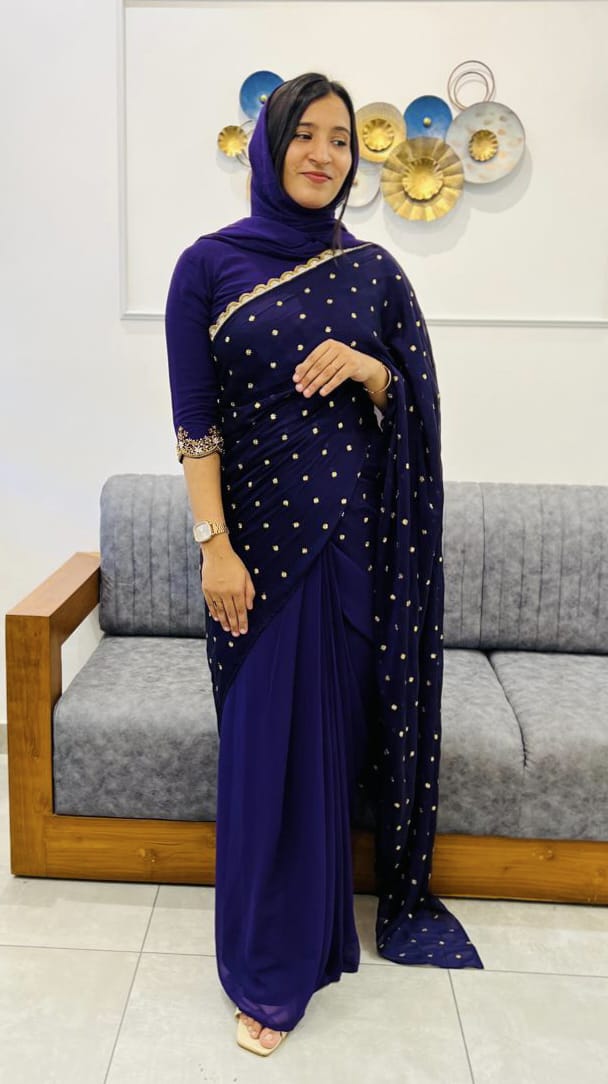 READY TO WEAR SAREE WITH UNSTICHED BLOUSE - AMIS 10060