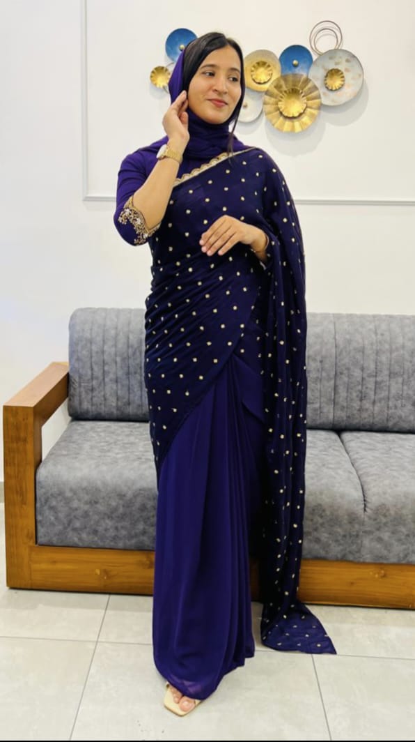 READY TO WEAR SAREE WITH UNSTICHED BLOUSE - AMIS 10060