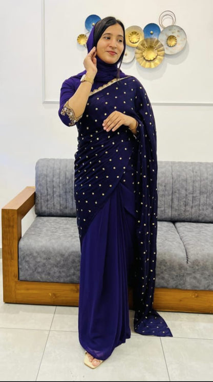 READY TO WEAR SAREE WITH UNSTICHED BLOUSE - AMIS 10060