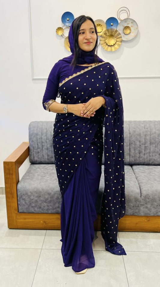 READY TO WEAR SAREE WITH UNSTICHED BLOUSE - AMIS 10060