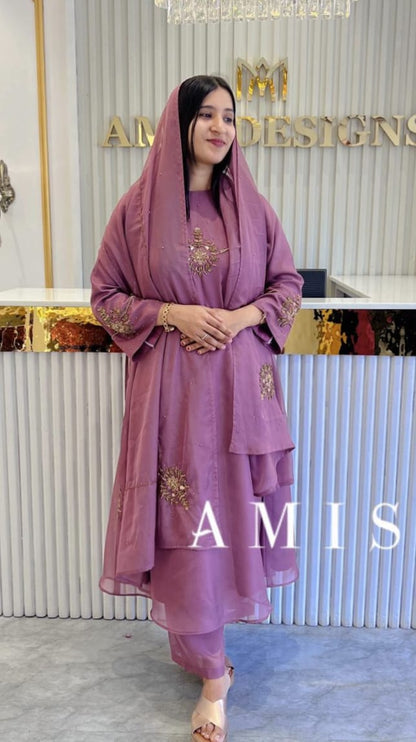 HAND WORKED SOFT ORGANZA ALINE SALWAR SET - AMIS 10064