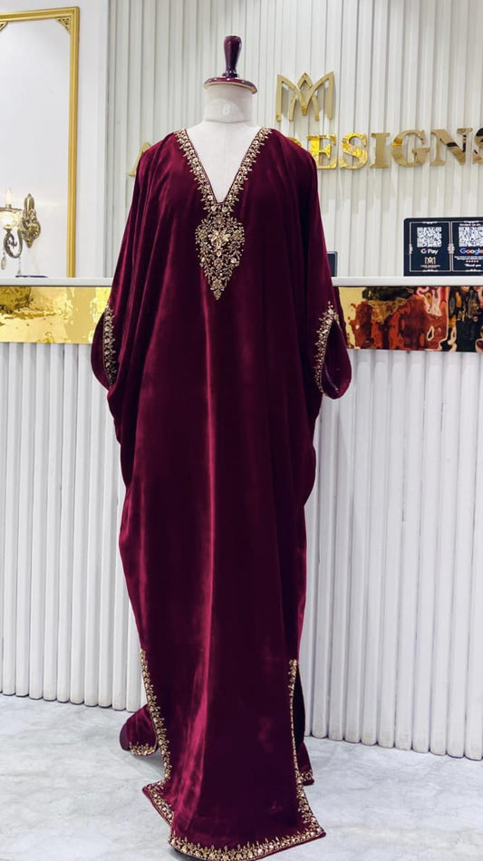 HAND WORKED VELVET KAFTHAN - AMIS 10069