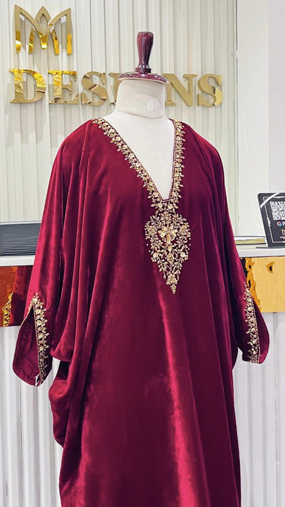 HAND WORKED VELVET KAFTHAN - AMIS 10069