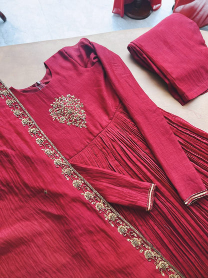 HAND WORKED DYEABLE CHANDERI SILK SALWAR - AMIS 10070