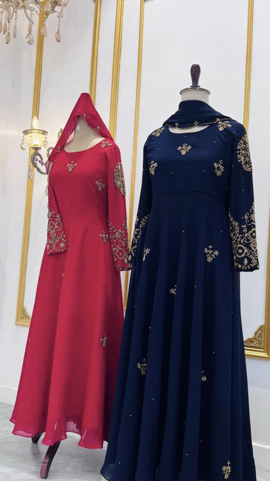 HAND WORKED UMBRELLA CUT GOWN - AMIS 10076
