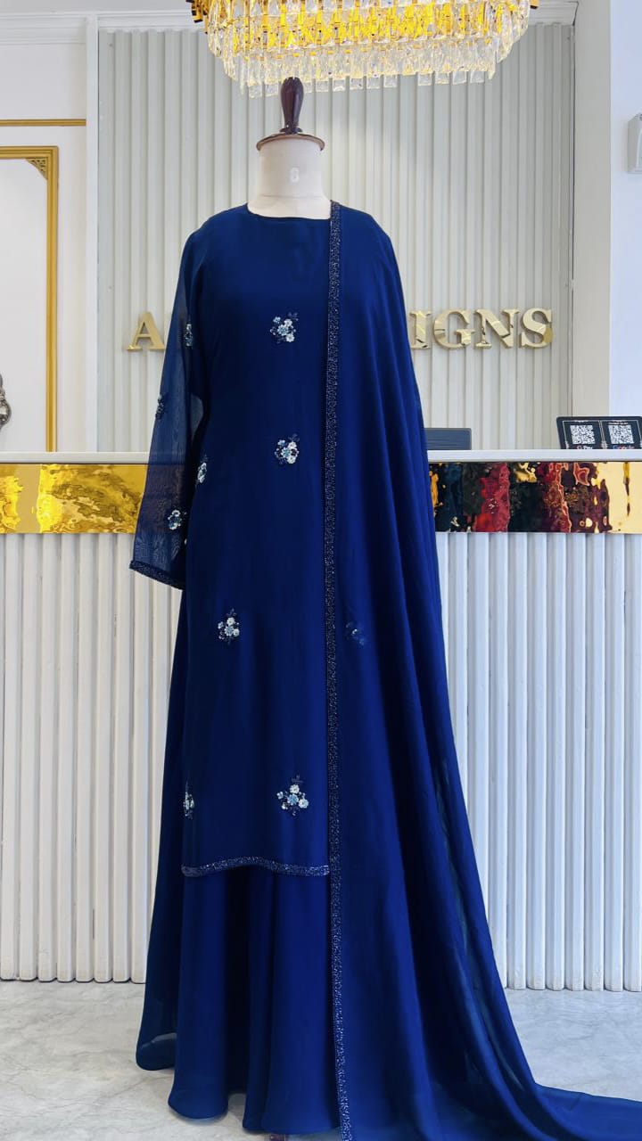 UMBRELLA CUT GOWN WITH SLITTED TOP - AMIS 10080