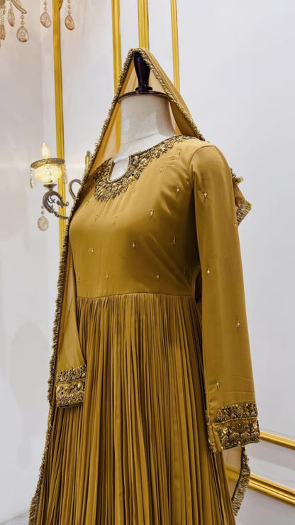 HAND WORKED DOUBLE LAYER GOWN - AMIS 10087