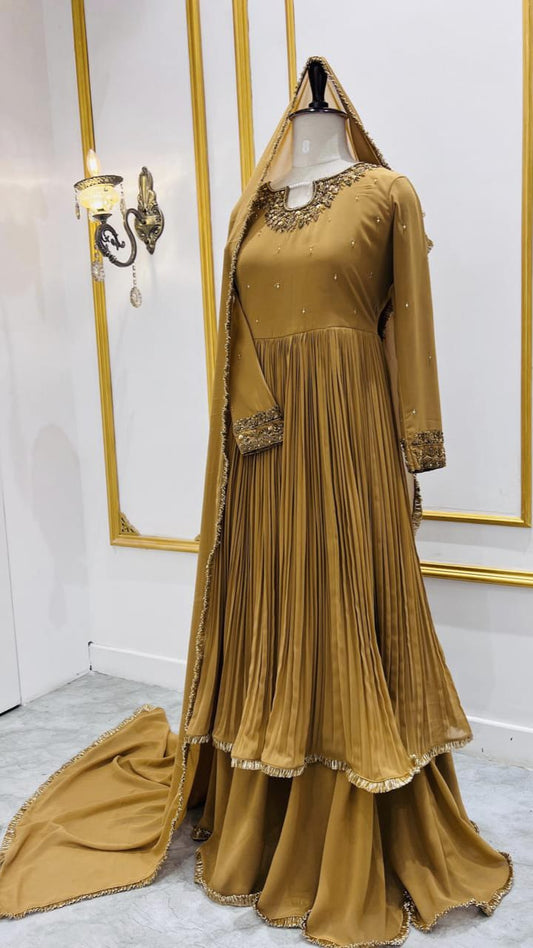 HAND WORKED DOUBLE LAYER GOWN - AMIS 10087