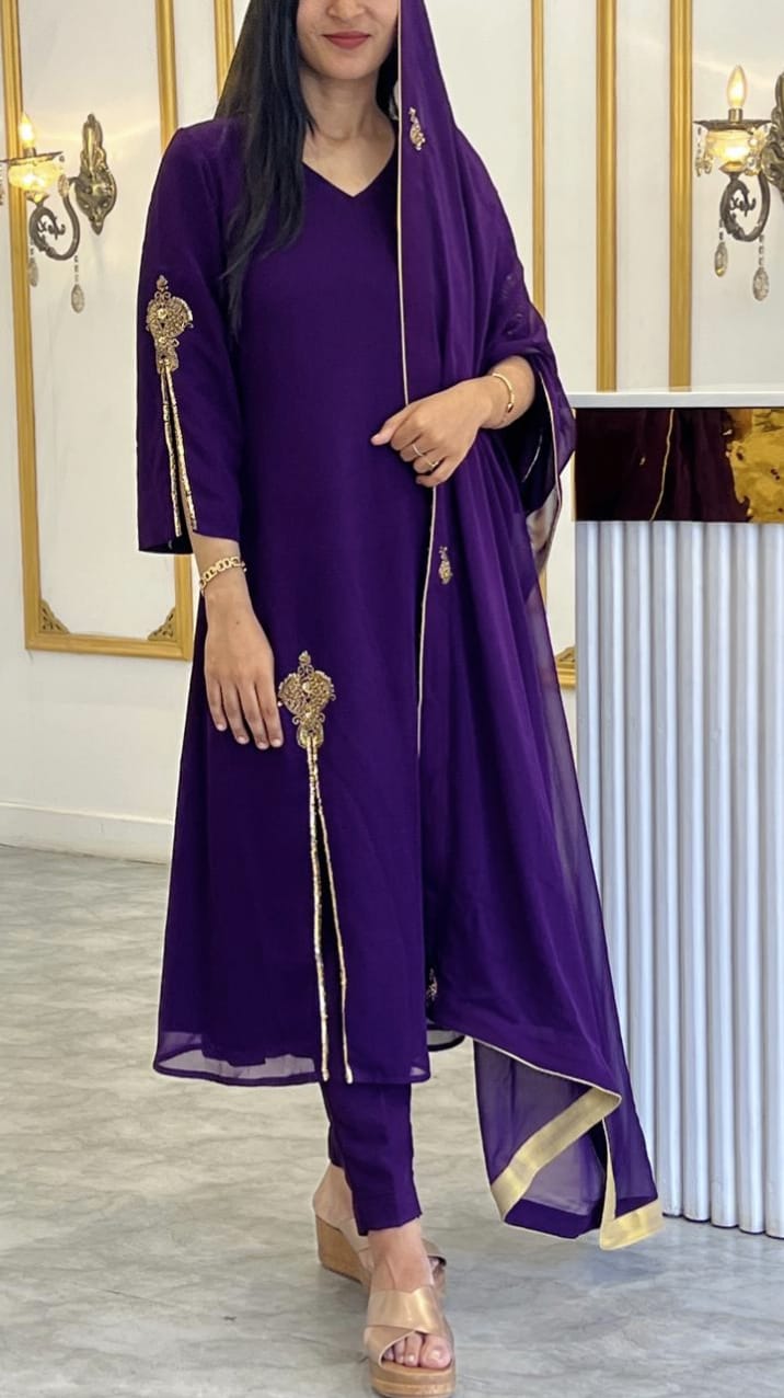 FRONT SLITTED HAND WORKED ALINE SALWAR - AMIS 10088