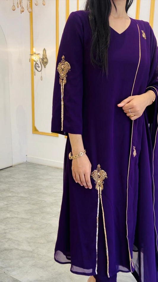 FRONT SLITTED HAND WORKED ALINE SALWAR - AMIS 10088