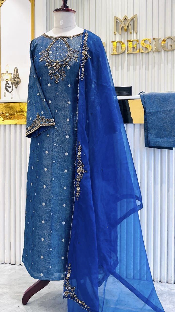 DYEABLE JACQUARD TISSUE CHURIDAR SET - AMIS 10089