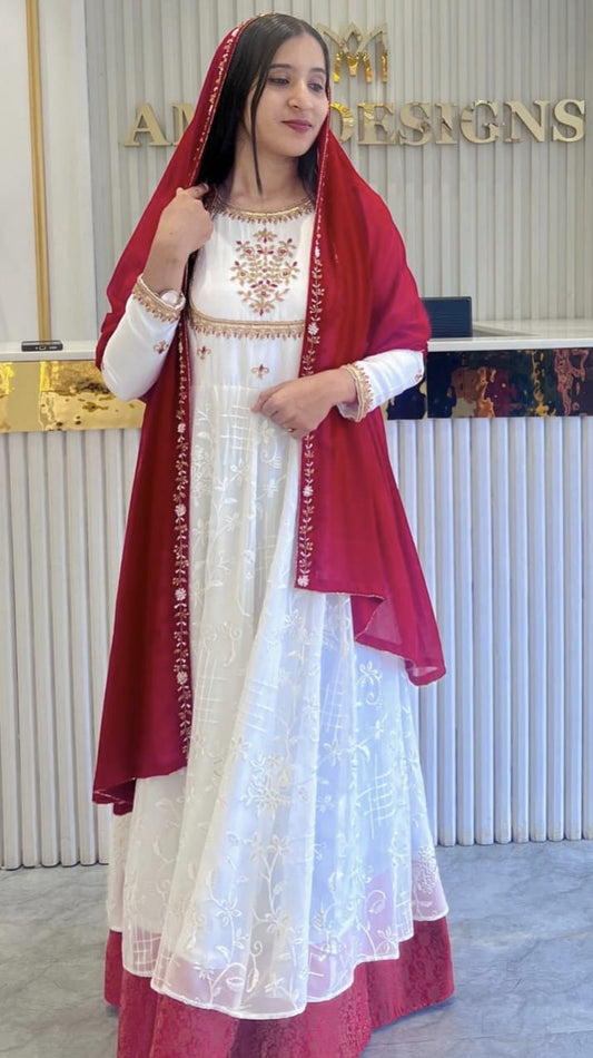 HAND WORKED DOUBLE LAYER GOWN - AMIS 10092