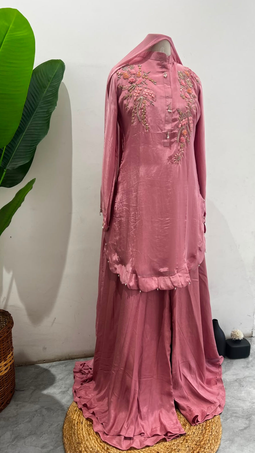 BLUSH FLORAL HANDWORKED SHARARA SET - AMIS 10116