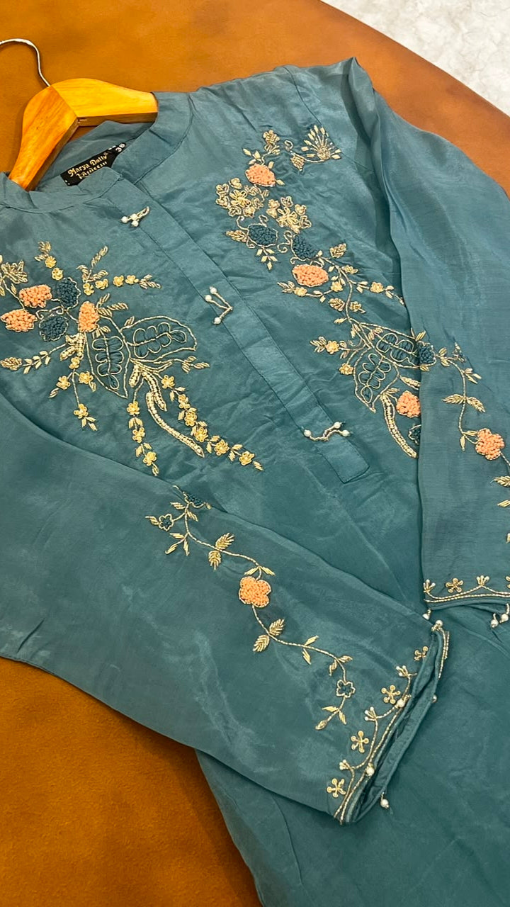 BLUSH FLORAL HANDWORKED SHARARA SET - AMIS 10116
