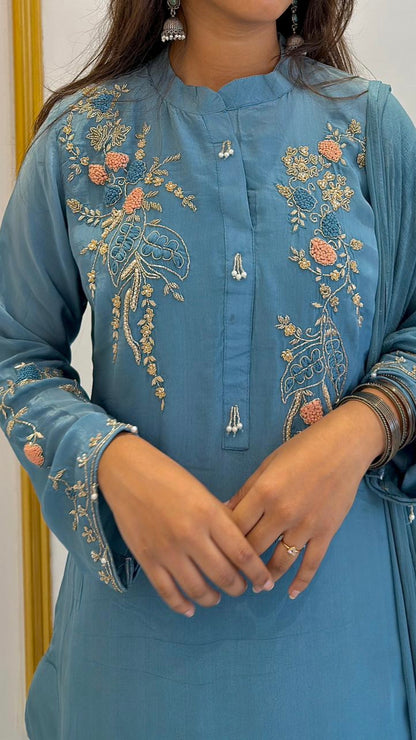 PASTEL BLUE SHARARA SET - AMIS 10120