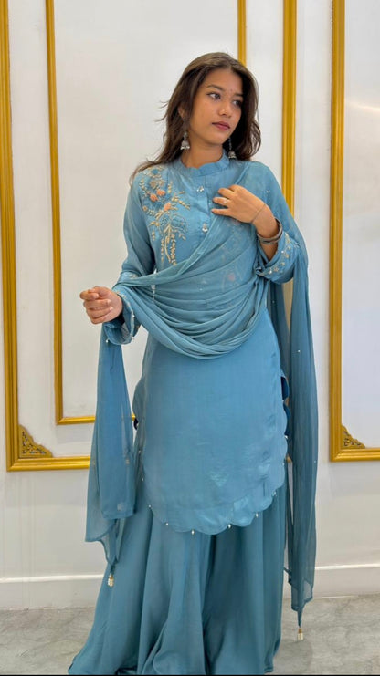 PASTEL BLUE SHARARA SET - AMIS 10120