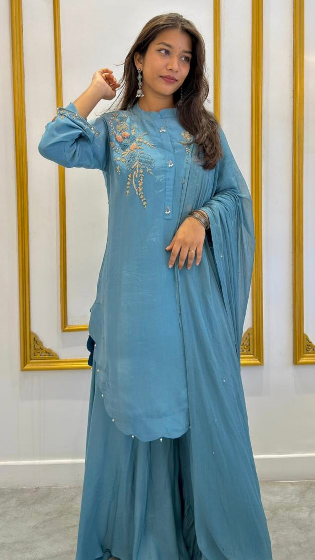 PASTEL BLUE SHARARA SET - AMIS 10120