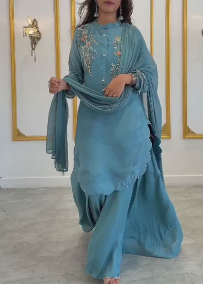 PASTEL BLUE SHARARA SET - AMIS 10120